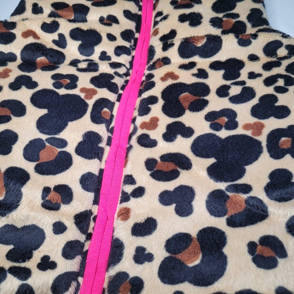 Disney Minnie Mouse Girls Leopard Print Puffer Vest Full Zip 10/12 Streetwear - Picture 2 of 9
